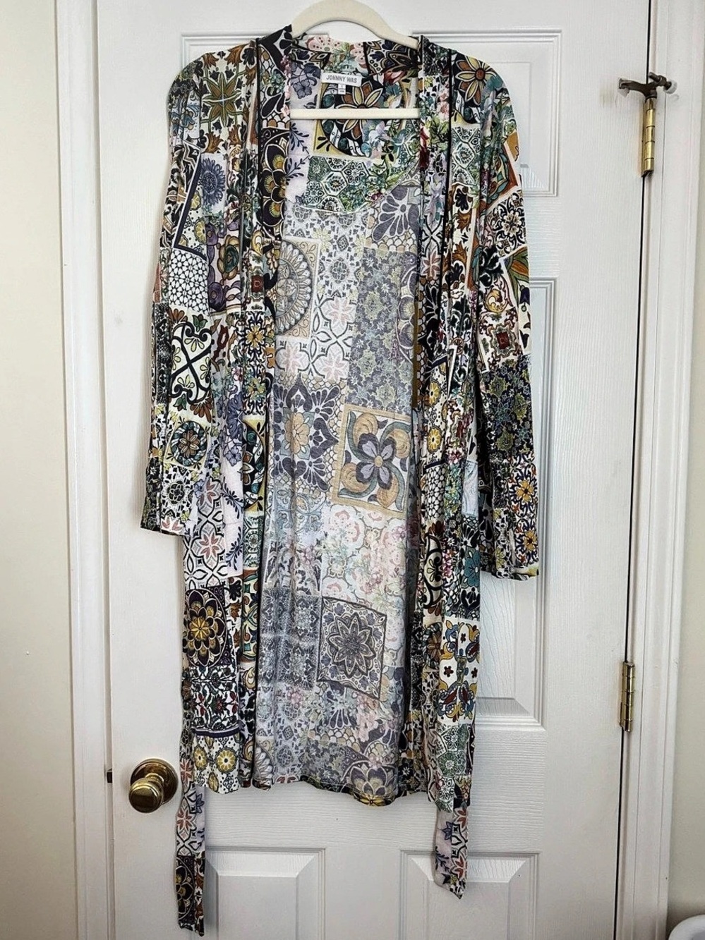 Johnny Was Printed Long Sleeve Robe in Multicolor Size Large